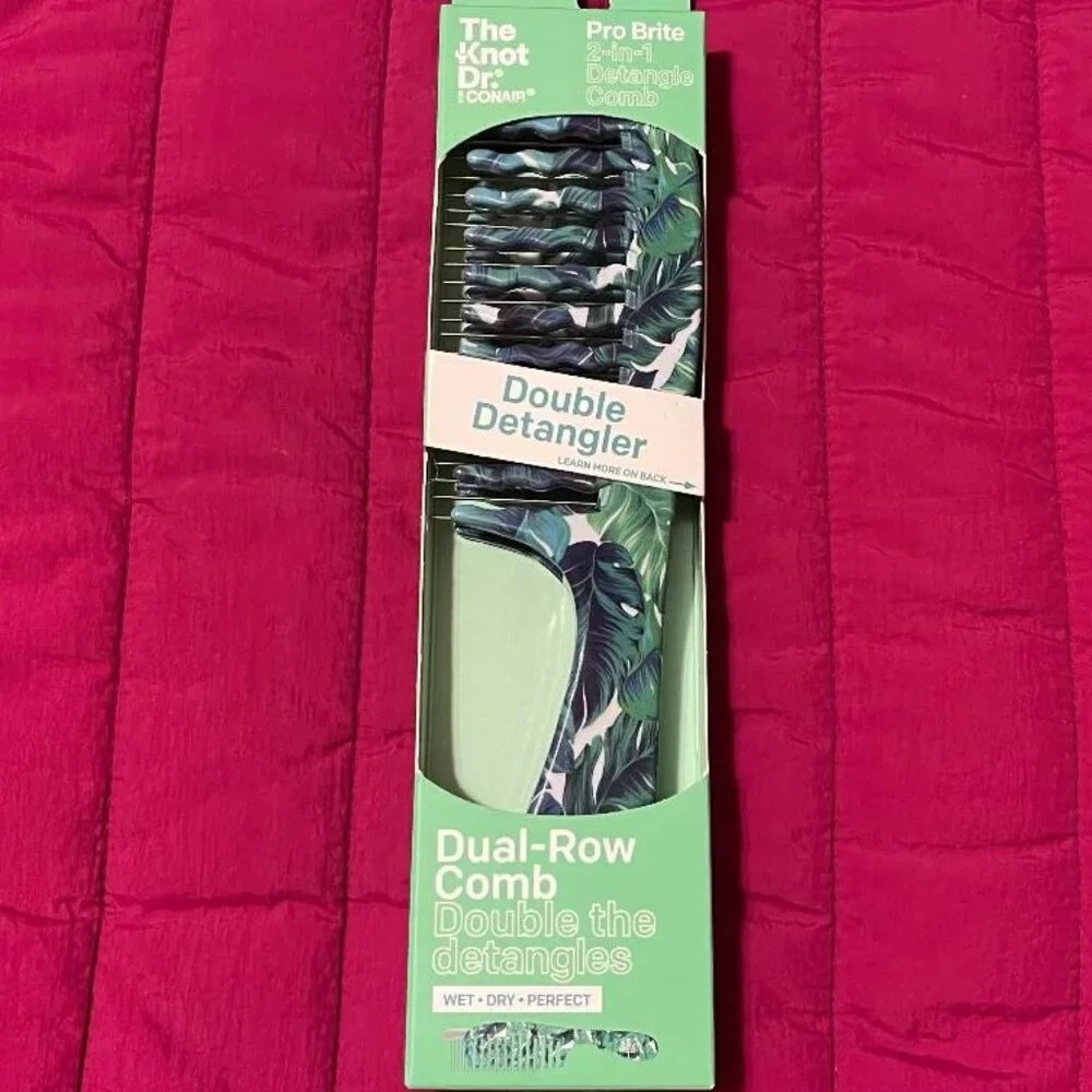 NEW CONAIR ~ THE KNOT DR . 2 - IN - 1 DETANGLE DUAL ROW WET / DRY DETANGLER COMB